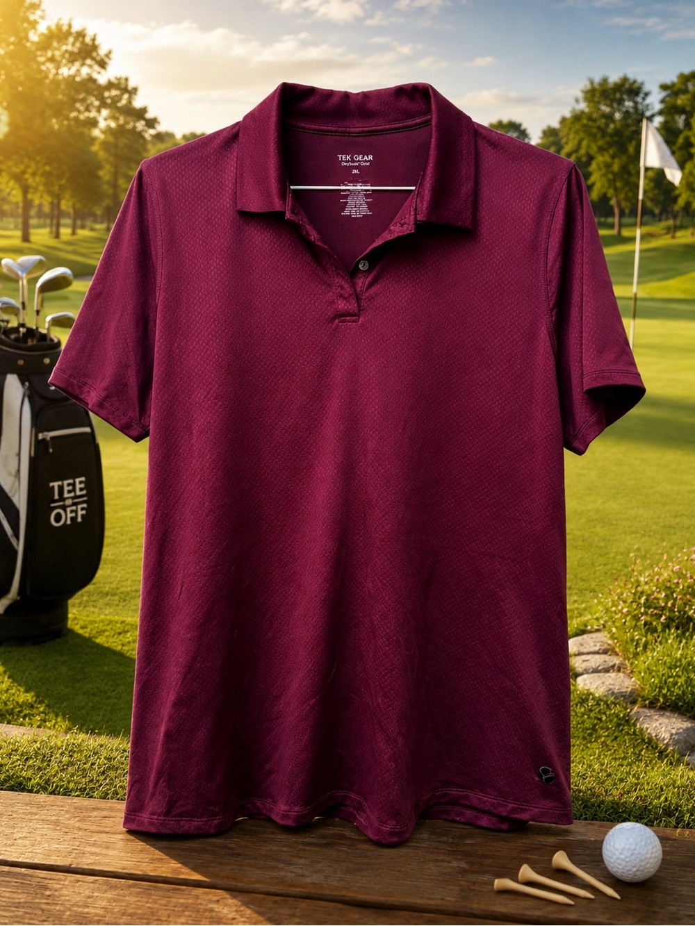 tek gear Men's Performance Polo in Maroon XL